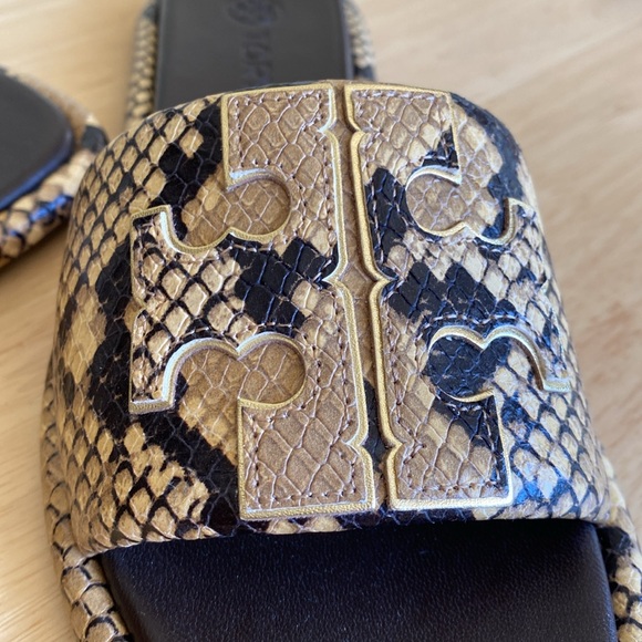 Tory Burch Double T Sport Slide snake embossed sandals size 6 1/2 NWOT - Picture 15 of 16
